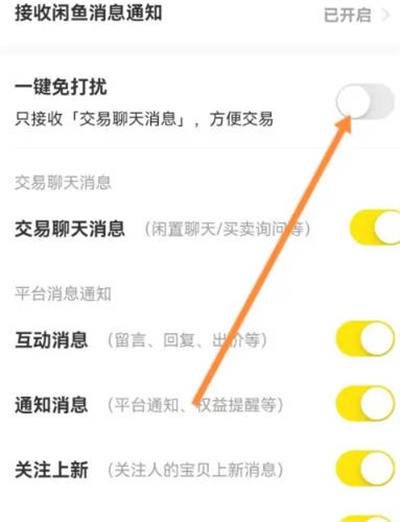 闲鱼怎么开启一键免打扰功能图3