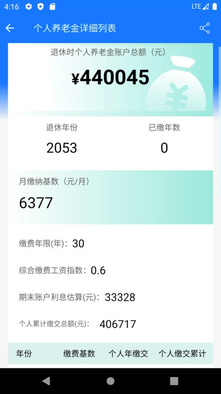 江苏养老金计算器2024版截图1